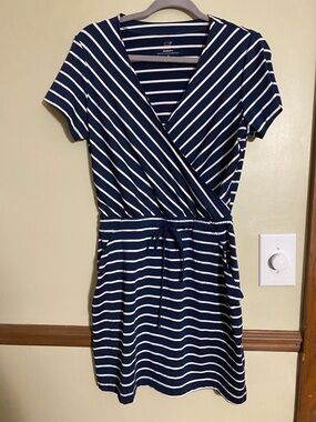Vineyard Vines Navy & White Striped Wrap Mini Dress Sankaty